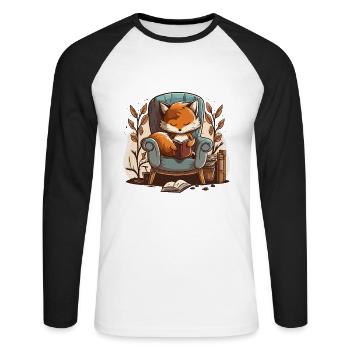 Foxy Reader - Unisex Baseballshirt langarm - Weiß/Schwarz - Vorne - Nik (191cm)