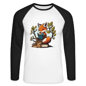 Fleißiger Fuchs - Unisex Baseballshirt langarm - Weiß/Schwarz - Vorne - Nik (191cm)