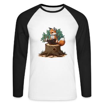 Renard livresque - T-shirt baseball manches longues Homme - blanc/noir - Devant - Nik (191cm)