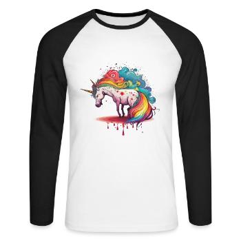Symphonie arc-en-ciel - T-shirt baseball manches longues Homme - blanc/noir - Devant - Nik (191cm)