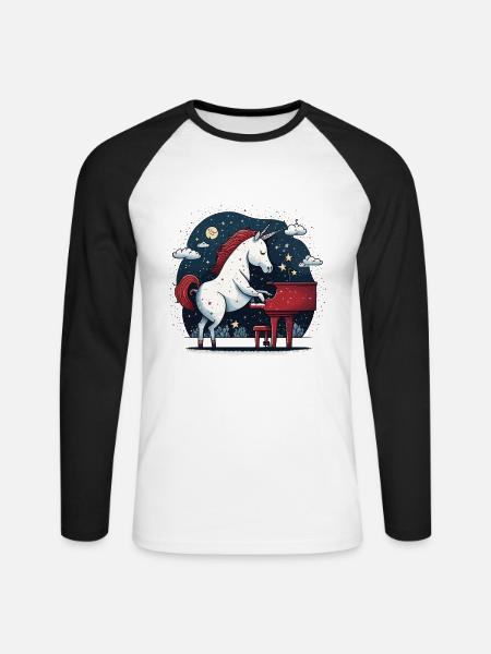 Starry Night Music - Unisex Long Sleeve Baseball T-Shirt - white/black