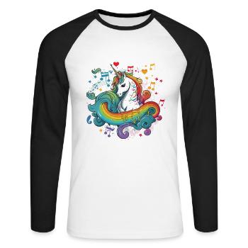 Rainbow Rhapsody - Unisex Baseballshirt langarm - Weiß/Schwarz - Vorne - Nik (191cm)