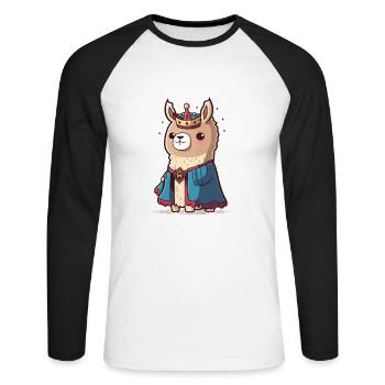 Königliches Lama - Unisex Baseballshirt langarm - Weiß/Schwarz - Vorne - Nik (191cm)