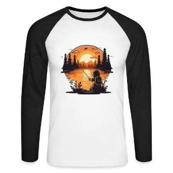 Capture des lève-tôt - T-shirt baseball manches longues Homme - blanc/noir - Devant - Nik (191cm)