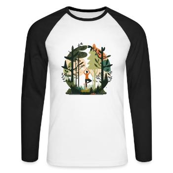 Flux forestier - T-shirt baseball manches longues Homme - blanc/noir - Devant - Nik (191cm)