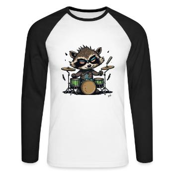 Raton laveur à bascule - T-shirt baseball manches longues Homme - blanc/noir - Devant - Nik (191cm)