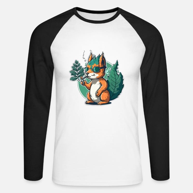Kiffer-Eichhörnchen - Unisex Baseballshirt langarm - Weiß/Schwarz