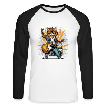 Feline Frenzy - Unisex Long Sleeve Baseball T-Shirt - white/black - Front - Nik (191cm)