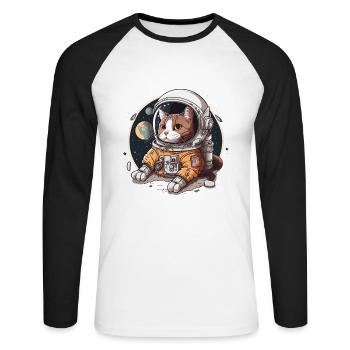 Kosmisches Abenteuer - Unisex Baseballshirt langarm - Weiß/Schwarz - Vorne - Nik (191cm)