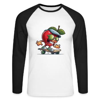 Apple Skater - Unisex Long Sleeve Baseball T-Shirt - white/black - Front - Nik (191cm)