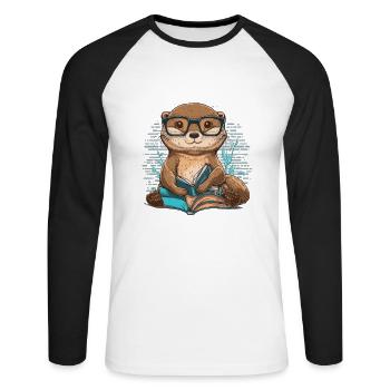 Otterly Vertieft - Unisex Baseballshirt langarm - Weiß/Schwarz - Vorne - Nik (191cm)