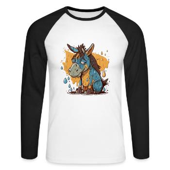 Grincheux des jours de pluie - T-shirt baseball manches longues Homme - blanc/noir - Devant - Nik (191cm)