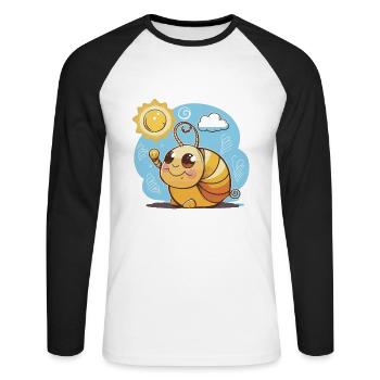 Le ralentir - T-shirt baseball manches longues Homme - blanc/noir - Devant - Nik (191cm)