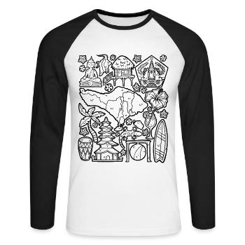 Bali - T-shirt baseball manches longues Homme - blanc/noir - Devant - Nik (191cm)