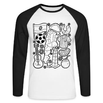 Argentinien - Unisex Baseballshirt langarm - Weiß/Schwarz - Vorne - Nik (191cm)