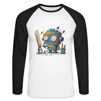 Chef-d’œuvre de robot - T-shirt baseball manches longues Homme - blanc/noir - Devant - Nik (191cm)