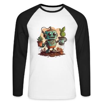 Robot Bloom - Unisex Long Sleeve Baseball T-Shirt - white/black - Front - Nik (191cm)