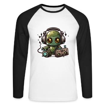 Beats und Bots - Unisex Baseballshirt langarm - Weiß/Schwarz - Vorne - Nik (191cm)