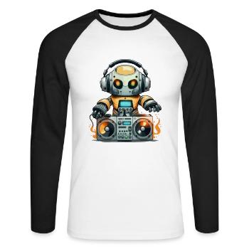 DJbot - T-shirt baseball manches longues Homme - blanc/noir - Devant - Nik (191cm)