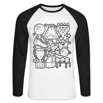 Bowling - T-shirt baseball manches longues Homme - blanc/noir - Devant - Nik (191cm)