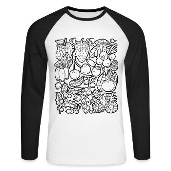 Berries: strawberries, raspberries, blueberries, cherries - Unisex Long Sleeve Baseball T-Shirt - white/black - Front - Nik (191cm)