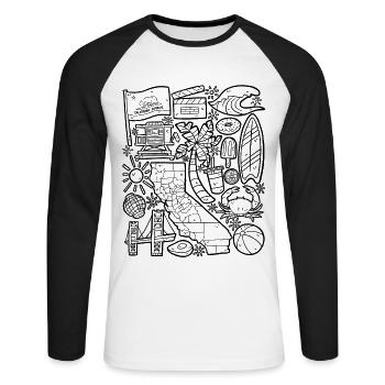 Californie - T-shirt baseball manches longues Homme - blanc/noir - Devant - Nik (191cm)