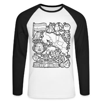 Costa Rica - Unisex Baseballshirt langarm - Weiß/Schwarz - Vorne - Nik (191cm)