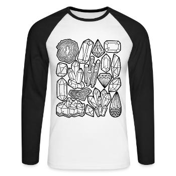 Kristalle Edelsteine Mineralien Diamanten - Unisex Baseballshirt langarm - Weiß/Schwarz - Vorne - Nik (191cm)
