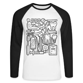 Dentist - Unisex Long Sleeve Baseball T-Shirt - white/black - Front - Nik (191cm)