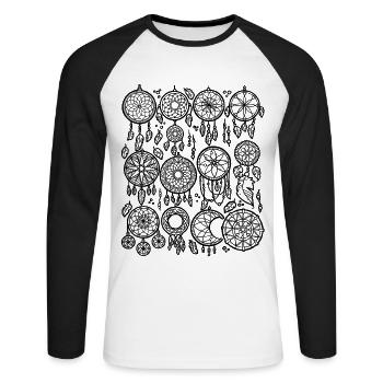 Traumfänger - Unisex Baseballshirt langarm - Weiß/Schwarz - Vorne - Nik (191cm)