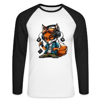 Foxy Beats - Unisex Long Sleeve Baseball T-Shirt - white/black - Front - Nik (191cm)