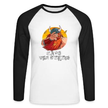 FacePalm Viking - Unisex Long Sleeve Baseball T-Shirt - white/black - Front - Nik (191cm)