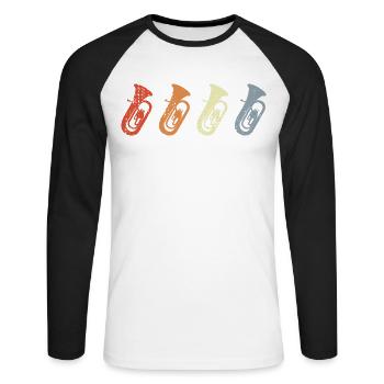 Vintage Tuba Sketch - Unisex Long Sleeve Baseball T-Shirt - white/black - Front - Nik (191cm)