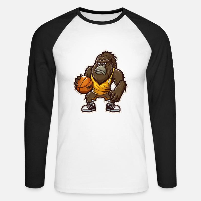 Gorilla Power Forward - Unisex Baseballshirt langarm - Weiß/Schwarz