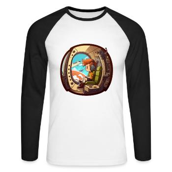 The Flying Pilot - Unisex Long Sleeve Baseball T-Shirt - white/black - Front - Nik (191cm)