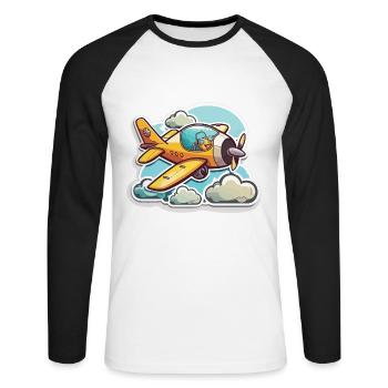 The Aviation History - Unisex Long Sleeve Baseball T-Shirt - white/black - Front - Nik (191cm)