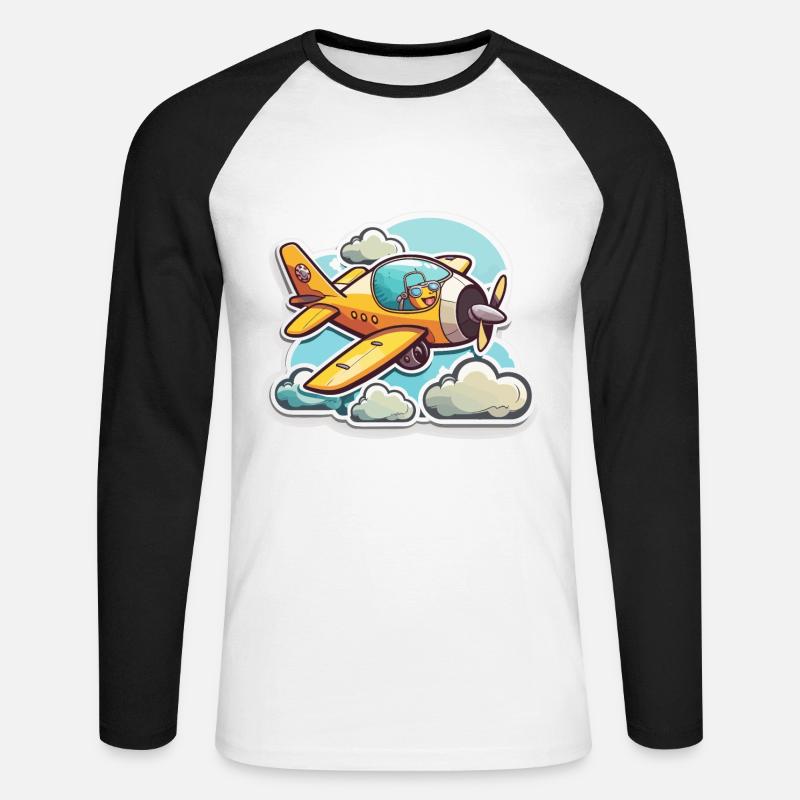 Die Geschichte der Luftfahrt - Unisex Baseballshirt langarm - Weiß/Schwarz