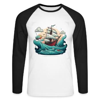 The Brave Sailors - Unisex Long Sleeve Baseball T-Shirt - white/black - Front - Nik (191cm)