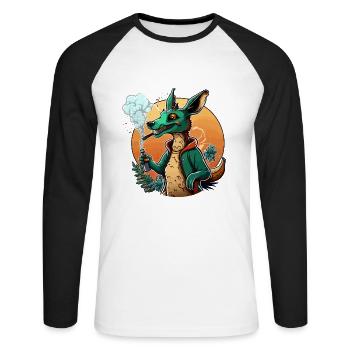 Kangaroo Joyride - Unisex Long Sleeve Baseball T-Shirt - white/black - Front - Nik (191cm)