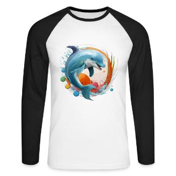 Plaisir éclaboussant - T-shirt baseball manches longues Homme - blanc/noir - Devant - Nik (191cm)