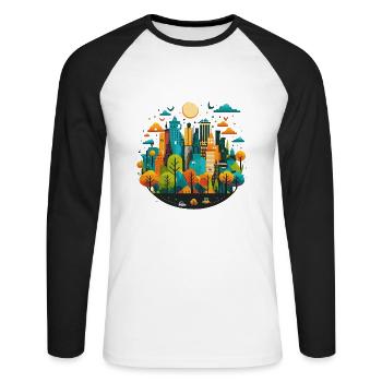 The Urban Explorer - Unisex Long Sleeve Baseball T-Shirt - white/black - Front - Nik (191cm)