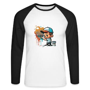 The City Artist - Unisex Long Sleeve Baseball T-Shirt - white/black - Front - Nik (191cm)
