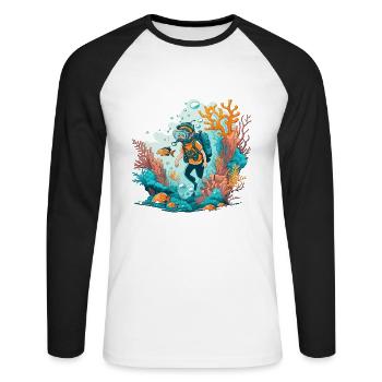 The Ocean Adventurer - Unisex Long Sleeve Baseball T-Shirt - white/black - Front - Nik (191cm)