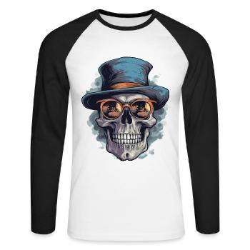 Skull Skull Lunettes de soleil Chapeau Cool - T-shirt baseball manches longues Homme - blanc/noir - Devant - Nik (191cm)