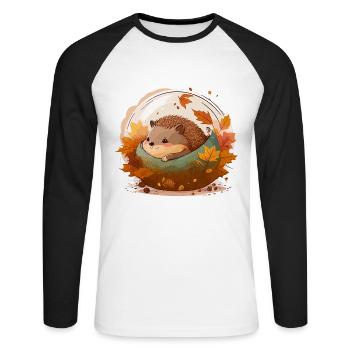 Hérisson douillet - T-shirt baseball manches longues Homme - blanc/noir - Devant - Nik (191cm)