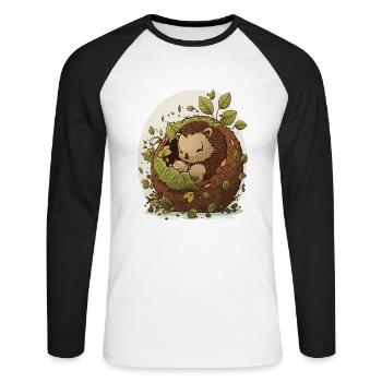 Hérisson douillet - T-shirt baseball manches longues Homme - blanc/noir - Devant - Nik (191cm)