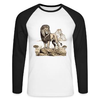 Majestic Lion - Unisex Long Sleeve Baseball T-Shirt - white/black - Front - Nik (191cm)