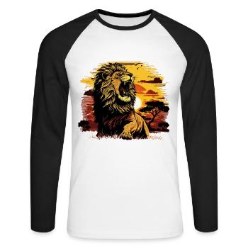 Majestic Lion - Unisex Long Sleeve Baseball T-Shirt - white/black - Front - Nik (191cm)