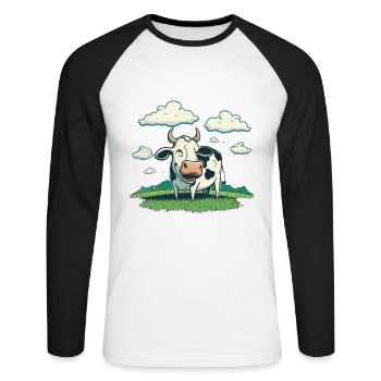 Contented Cow - Unisex Long Sleeve Baseball T-Shirt - white/black - Front - Nik (191cm)