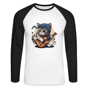Moustaches musicales : Embrasser les mélodies ludiques o - T-shirt baseball manches longues Homme - blanc/noir - Devant - Nik (191cm)